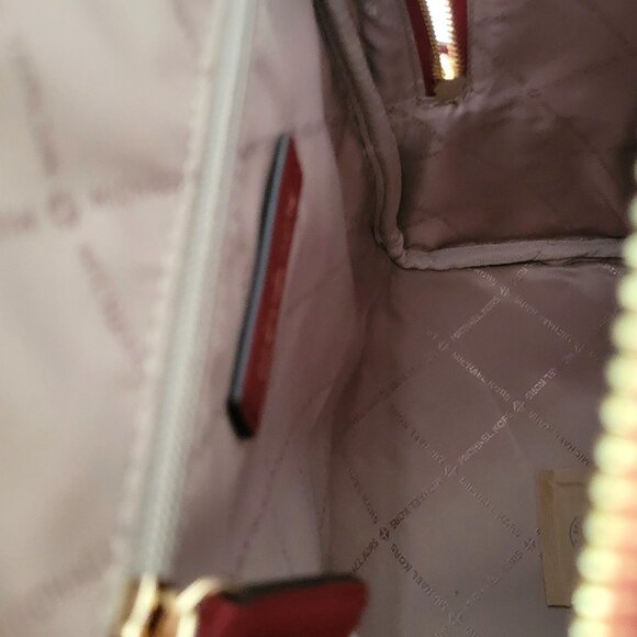 Michael Kors Rhea Medium Zip Backpack MK Logo Cherry Multicolor - Picture 7 of 7